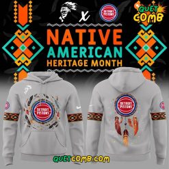 Detroit Pistons Native American Heritage Month 2024 Grey Hoodie