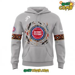 Detroit Pistons Native American Heritage Month 2024 Grey Hoodie