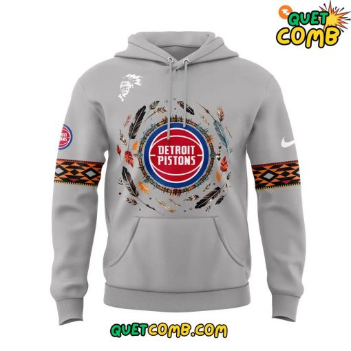 Detroit Pistons Native American Heritage Month 2024 Grey Hoodie