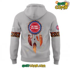 Detroit Pistons Native American Heritage Month 2024 Grey Hoodie