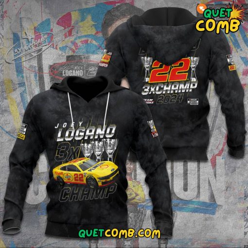 Joey Logano 3X Champions NASCAR Cup Series Black Hoodie