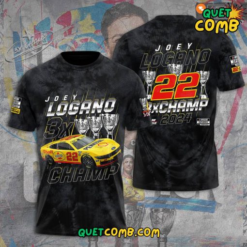 Joey Logano 3X Champions NASCAR Cup Series Black Shirt