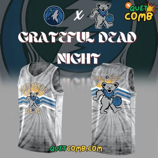 Minnesota Timberwolves Grateful Dead Night Gray Basketball Jersey