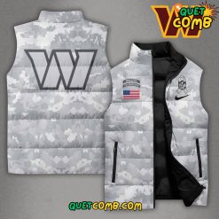 NFL Washington Commanders Arctic Camo 2024 Salute To Service Sleeveless Puffer Down Jacket