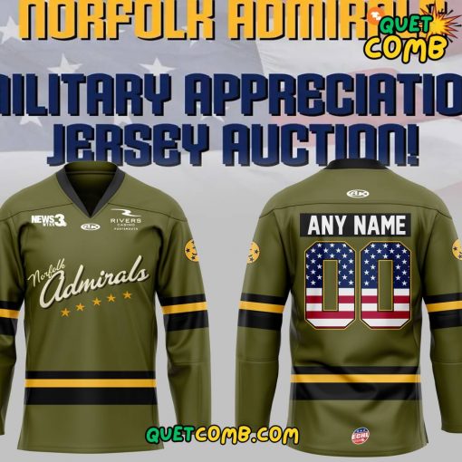 Norfolk Admirals “Military Appreciation Theme” 2024 Hockey Jersey