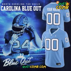 North Carolina Tar Heels Blue Out Theme Custom Name Football Jersey