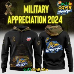 Toledo Walleye Arctic Camo 2024 Salute to Service Limited Edition Black Hoodie