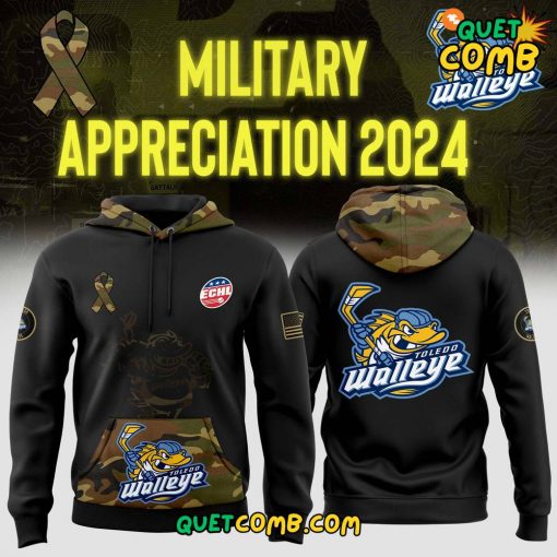 Toledo Walleye Arctic Camo 2024 Salute to Service Limited Edition Black Hoodie