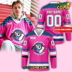 Charlotte Checkers x Neon Night Limited Edition Pink Hockey Jersey