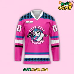 Charlotte Checkers x Neon Night Limited Edition Pink Hockey Jersey