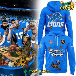 Detroit Lions Happy Thanksgiving 2024 Blue Hoodie