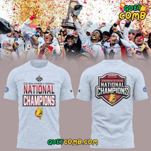 Ferris State x National Championship 2024 Limited Edition Grey Tee