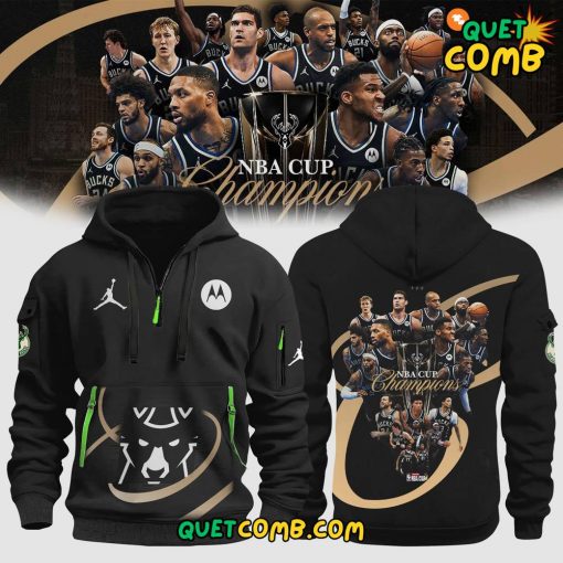 Milwaukee Bucks NBA Cup Champions 2024 Limited Edition Quarter Zip Hoodie