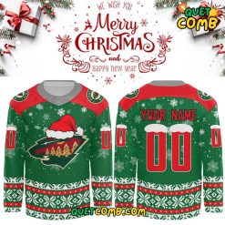 Minnesota Wild Merry Christmas 2024 Custom Hockey Jersey