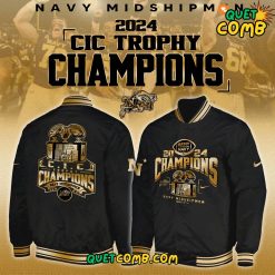 Navy Midshipmen CIC Trophy Champions 2024 Limited Edition Black Baseball Jacket