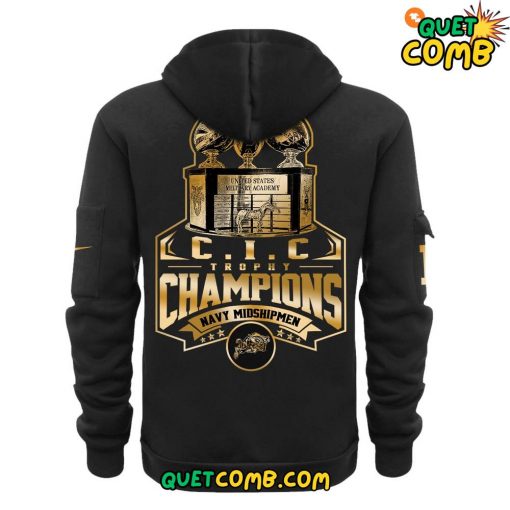 Navy Midshipmen CIC Trophy Champions 2024 Limited Edition Black Quarter Zip Hoodie