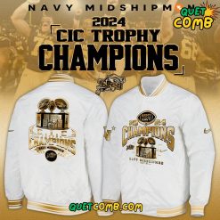 Navy Midshipmen CIC Trophy Champions 2024 Limited Edition White Baseball Jacket