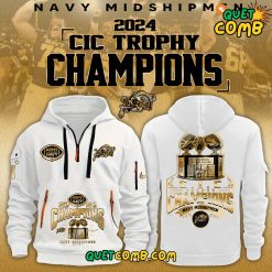 Navy Midshipmen CIC Trophy Champions 2024 Limited Edition White Quarter Zip Hoodie