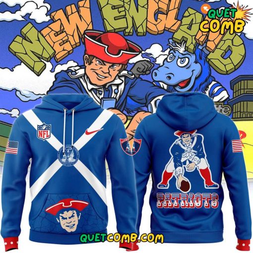 New England Patriots Throwback Logo Club 2024 Blue Hoodie