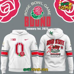 Ohio State Buckeyes Rose Bowl Game 2025 White Hoodie