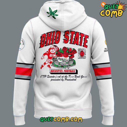 Ohio State Buckeyes Rose Bowl Game 2025 White Hoodie