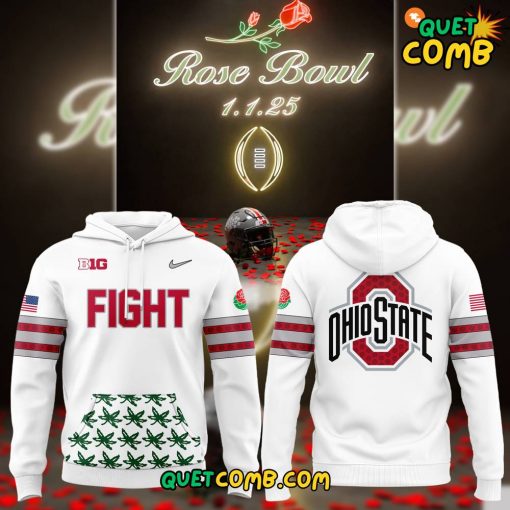 Ohio State x Rose Bowl 2025 White Hoodie