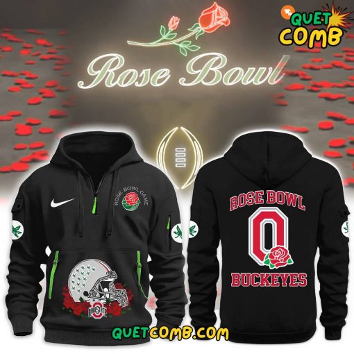 Ohio State x Rose Bowl Game 2025 Playoff Black Quarter Zip Hoodie