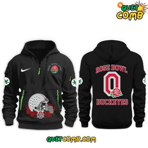 Ohio State x Rose Bowl Game 2025 Playoff Black Quarter Zip Hoodie