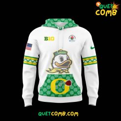 Oregon Duck x Rose Bowl Game 2025 Playoff White Hoodie