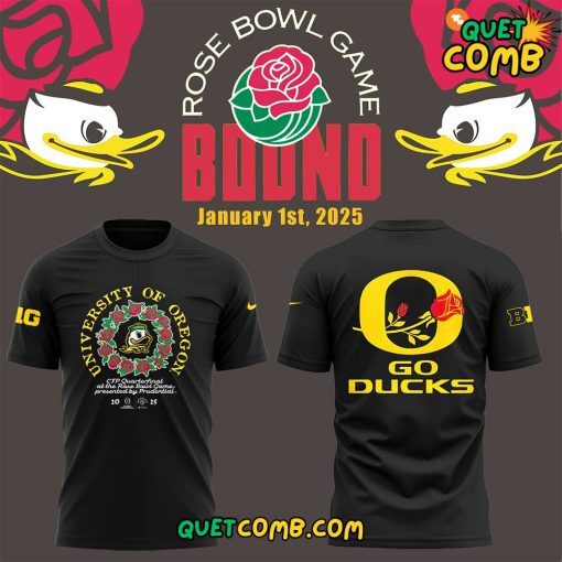 Oregon Ducks x Rose Bowl Game 2025 Limited Edition Black Tee