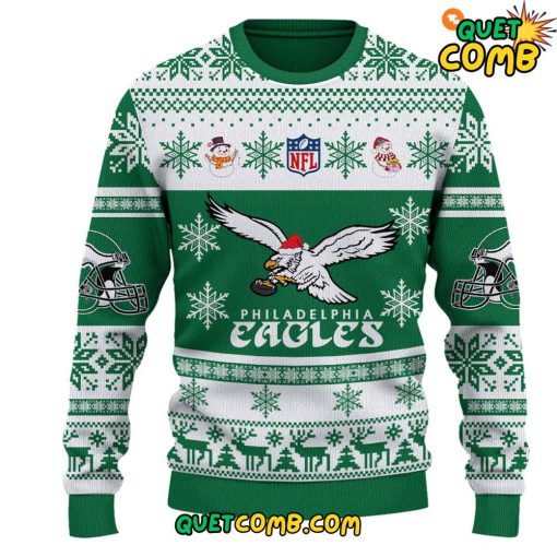 Philadelphia Eagles “Chill Guy” Christmas 2024 Green Sweater