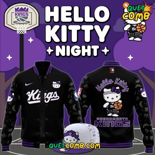 Sacramento Kings x Hello Kitty 2024 Limited Edition Black Baseball Jacket