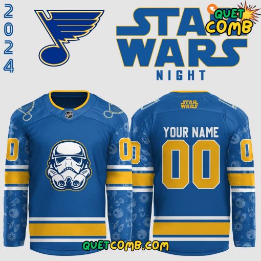 St. Louis Blues Star Wars Night 2024 Custom Blue Hockey Jersey