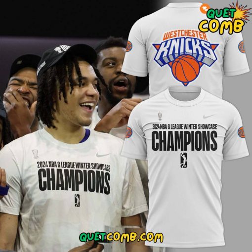 Westchester Knicks x Winter Showcase Champions 2024 White Tee