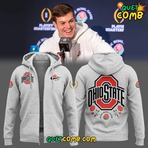 Ohio State Buckeyes Rose Bowl Game 2025 Limited Edition Grey Zip Hoodie