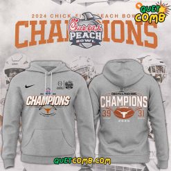 Texas Longhorns x Playoff 2025 Peach Bowl Champions Grey Hoodie